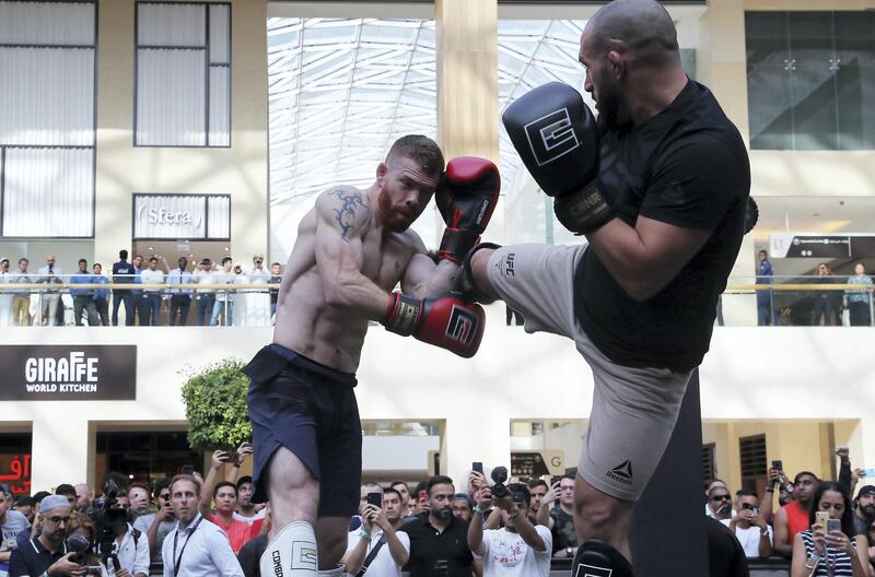 ABU DHABI ,  UNITED ARAB EMIRATES , SEPTEMBER 4 – 2019 :- Paul Felder during the UFC Open Workout session held at The Yas Mall in Abu Dhabi. ( Pawan Singh / The National ) For Sports/Online/Instagram. Story by John