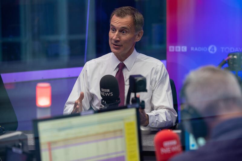 Mr Hunt conducts a series of television and radio interviews after his appointment as chancellor. Photo: HM Treasury