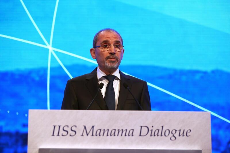 Jordan's Foreign Minister Ayman Safadi speaks during the inauguration of the 14th regional security summit "The Manama Dialogue" in Manama, Bahrain October 26, 2018. REUTERS/Hamad l Mohammed