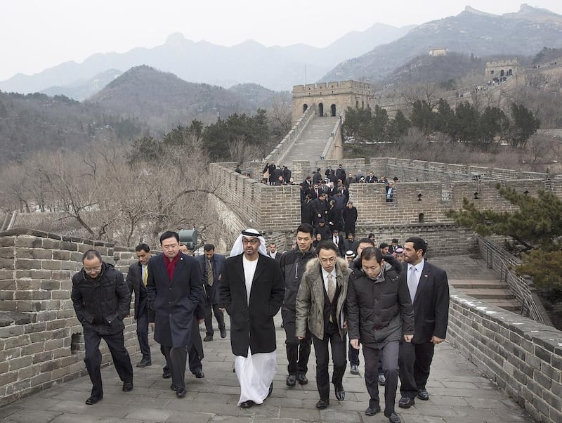 Sheikh Mohammed bin Zayed, Crown Prince of Abu Dhabi and Deputy Supreme Commander of the Armed Forces, visits the Great Wall of China at Badaling, at the start of his official three-day state visit. Ryan Carter / Crown Prince Court – Abu Dhabi