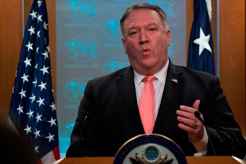 (FILES) In this file photo taken on October 23, 2018 US Secretary of State Mike Pompeo gives a press conference at the US Department of State in Washington, DC. US Secretary of State Mike Pompeo said November 4, 2018 he will meet this week in New York with North Korea's number two, Kim Yong Chol, to resume denuclearization talks.
Pompeo's announcement comes just a day after North Korea's foreign ministry said the North will "seriously" consider reviving its nuclear weapons program unless US sanctions are lifted."I will be meeting this week in New York City with my counterpart, Kim Yong Chol," he said on Fox News Sunday, adding that it would be "a good opportunity to continue the denuclearization discussions."
 / AFP / ANDREW CABALLERO-REYNOLDS
