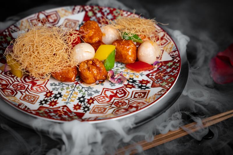 Hot and sour chicken with lychee, rose and Turkish delight.