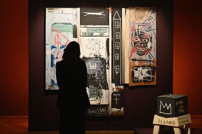 Jean-Michel Basquiat's 'Portrait of the Artist as a Young Derelict' at the Christie's 20th and 21st Century Art press preview on April 29, 2022, in New York City. AFP