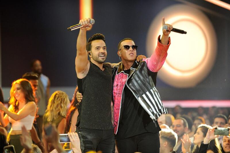 Luis Fonsi and Daddy Yankee, whose hit Despacito has brought reggaeton – a genre that combines the rhythms of Jamaican music with rap – to a wider audience. AFP  