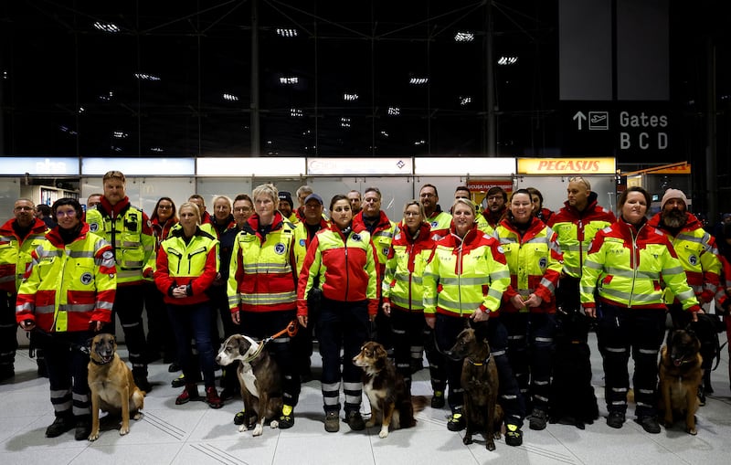 Members of International Search and Rescue Germany at Cologne-Bonn airport, Germany. Reuters