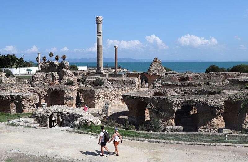Tourists visit the the archaeological site of Carthage in Tunisia. EPA