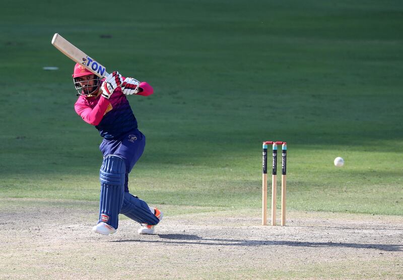 The UAE's CP Rizwan bats.