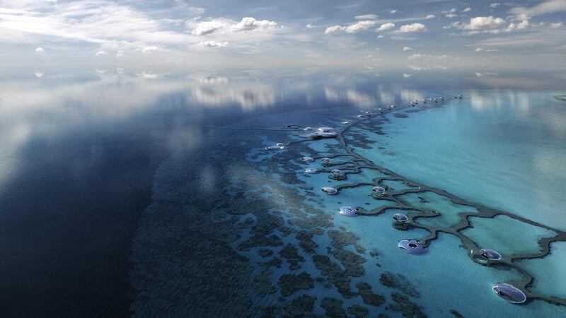 Visitors to Saudi Arabia’s Red Sea Project will be able to sleep in overwater villas on clear blue waters. Courtesy The Red Sea Development Company