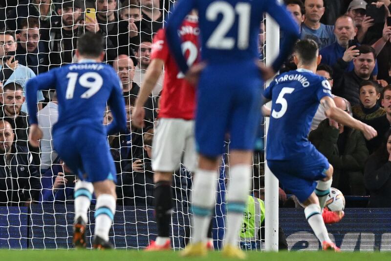 Chelsea's Italian midfielder Jorginho scores the opening goal from the penalty spot. AFP