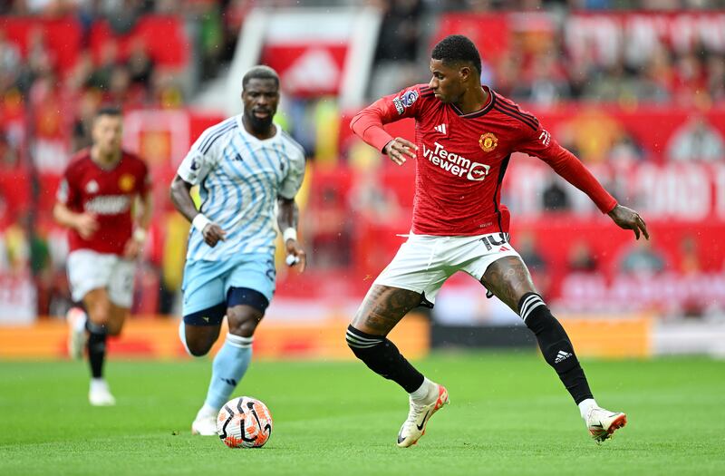 Marcus Rashford - 7. Much better on the left, though he was outmuscled by Awoniyi who he then tried to chase down without success to stop Forest’s opener. Defended well. Beat the full-back to set up United’s opener. More of a threat on the left but was central when he lofted a ball to Fernandes to set up the equaliser. Won a 74th minute penalty after light contact. Later booked for kicking a ball away. Getty
