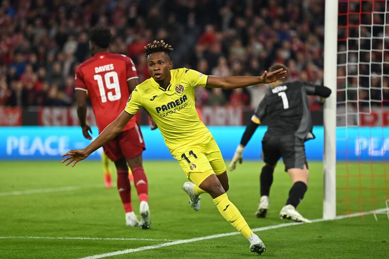 QUARTER-FINAL SECOND LEG: April 12, 2022 - Bayern Munich 1 (Lewandowski 52') Villarreal 1 (Chukwueze 88'). Villarreal win 2-1 on aggregate. Emery said: "It's an extraordinary feeling, it was not easy for us. We are moving forward step by step ... but our goal before this game was not to give a good image of us, it was to qualify. To achieve something, you have to do important things and beat the favourites." Getty