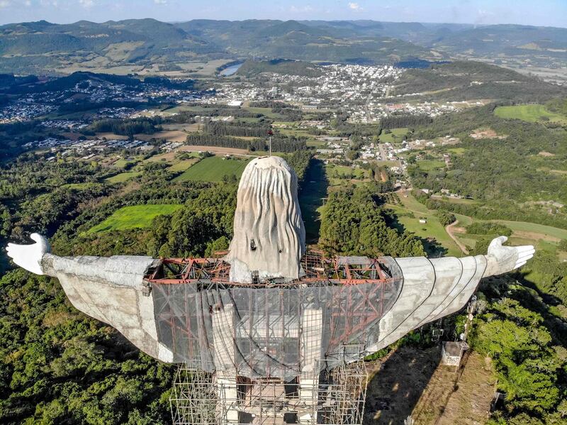 The statue will span 36 metres from hand to hand. The chest region will contain a viewing deck, 40 metres above ground, which will be accessible by a lift. AFP