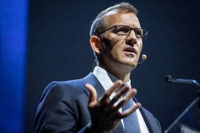 Czech businessman Daniel Kretinsky gives a speech during the 13th "Rencontres de l'Udecam" on September 5, 2019, in Paris. (Photo by Thomas SAMSON / AFP)