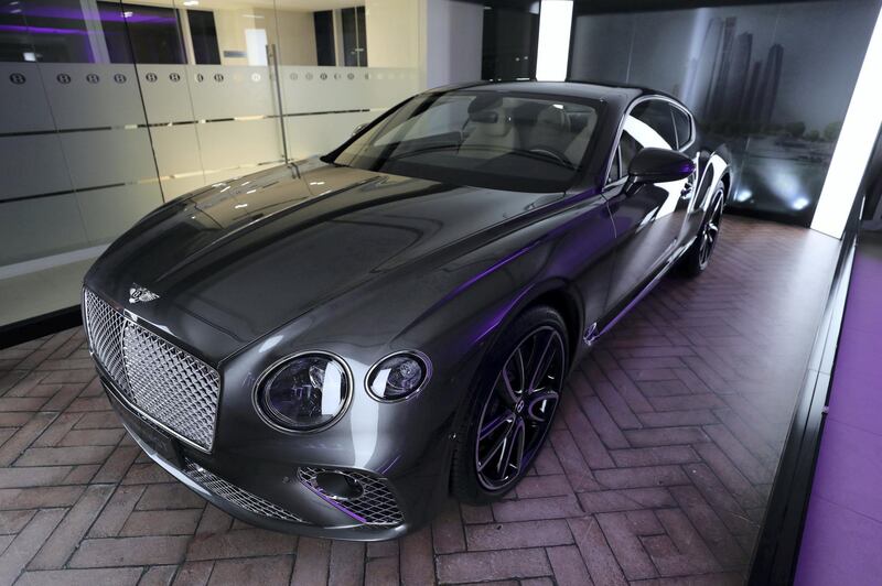 Abu Dhabi, United Arab Emirates - Reporter: Simon Wilgress-Pipe: A Bentley Continental GT. The opening of the new Bentley Emirates showroom. Tuesday, January 21st, 2020. Abu Dhabi. Chris Whiteoak / The National