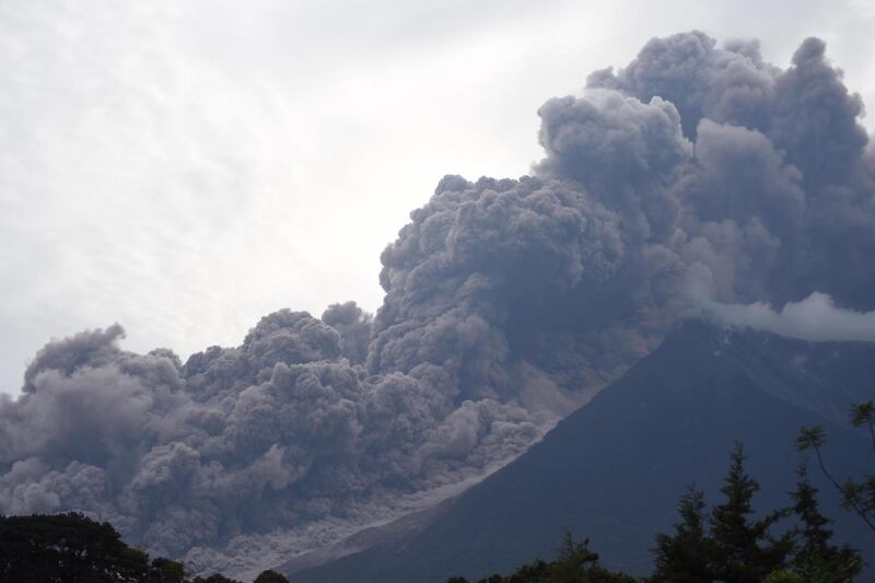 The Fuego Volcano in eruption, seen from Alotenango municipality, Sacatepequez department, about 65 km southwest of Guatemala City, on June 3, 2015. Orlando Estrada / AFP