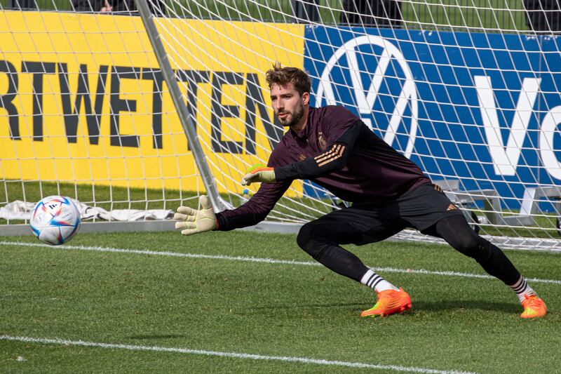 Germany goalkeeper Kevin Trapp warms up. AFP