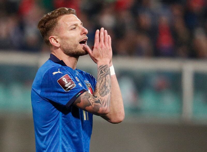 Italy's Ciro Immobile shows his frustration. Reuters