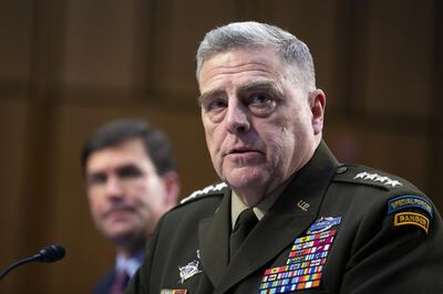 Mark Milley, chairman of the joint chiefs of staff, listens during a Senate Armed Services Committee hearing in Washington, D.C., U.S., on Wednesday, March 4, 2020. The U.S.-Taliban peace agreement has been disrupted but not shattered by small-scale attacks that aren't aimed at American and allied forces, Defense Secretary Mark Esper said. Photographer: Stefani Reynolds/Bloomberg