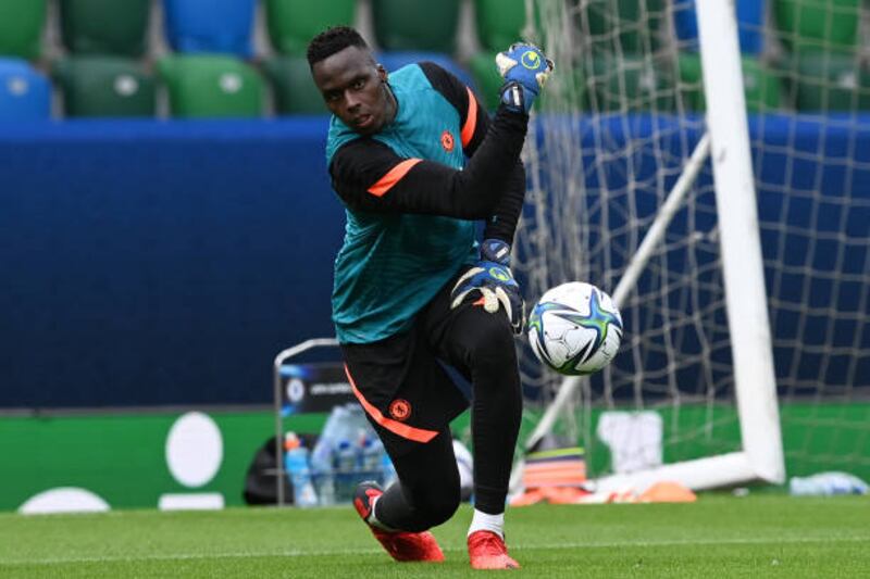 Edouard Mendy during Chelsea's training session.