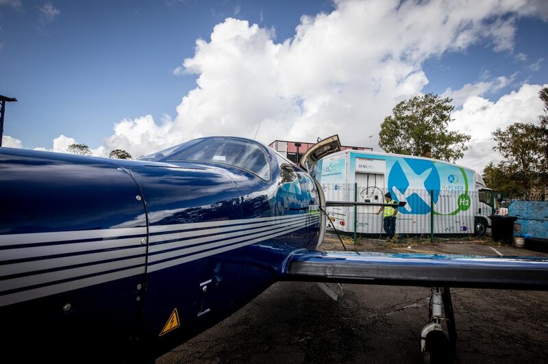 The hydrogen plane emits only water vapour. Courtesy ZeroAvia