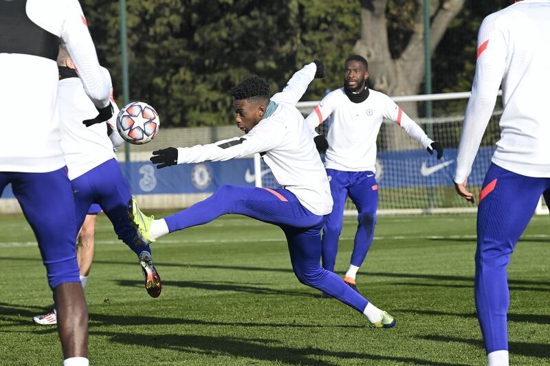 COBHAM, ENGLAND - DECEMBER 01:  Callum Hudson-Odoi of Chelsea during a training session at Chelsea Training Ground on December 1, 2020 in Cobham, United Kingdom. (Photo by Darren Walsh/Chelsea FC via Getty Images)