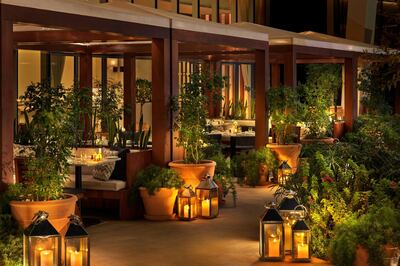 Alba Terrace in Abu Dhabi Edition is a lush, intimate space. Supplied