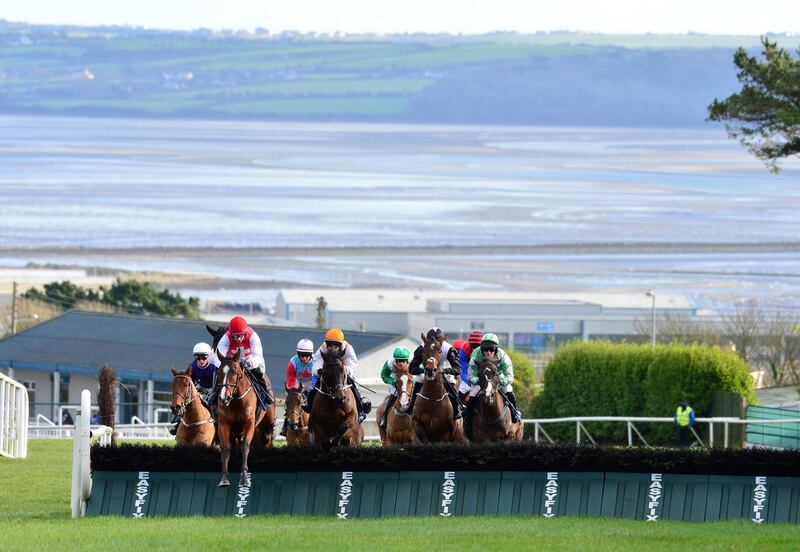 Runners and riders during the David Flynn Construction Maiden Hurdle at Tramore Racecourse, in Ireland, on Friday, January 1. PA