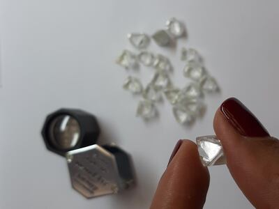 Handling rough Tiffany diamonds in Antwerp. Courtesy Selina Denman