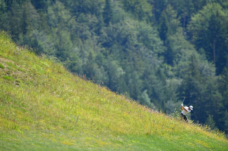 French golfer Victor Riu of France plays a shot on the 17th hole during Day 1 of the Euram Bank Open in Ramsau, Austria, on Wednesday, July 15. Getty