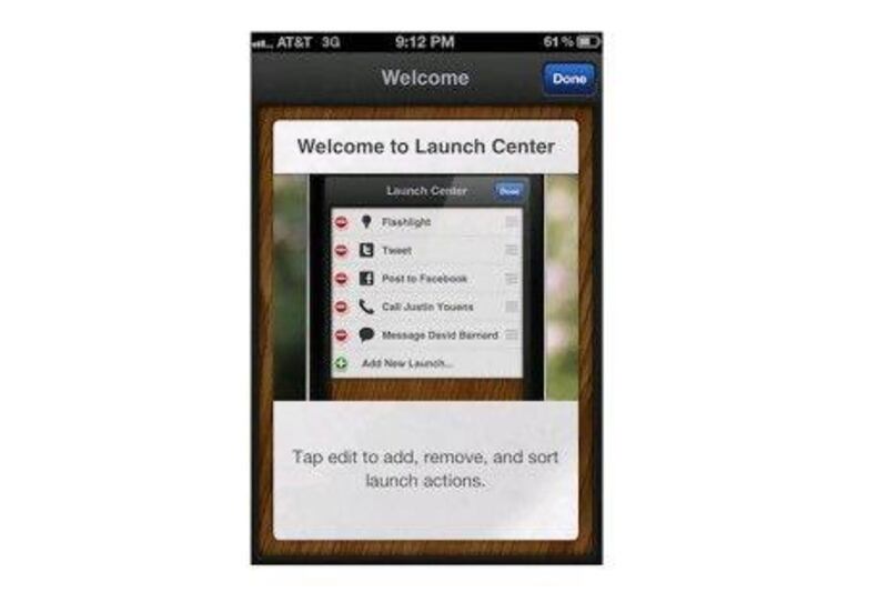 The Launch Center app.