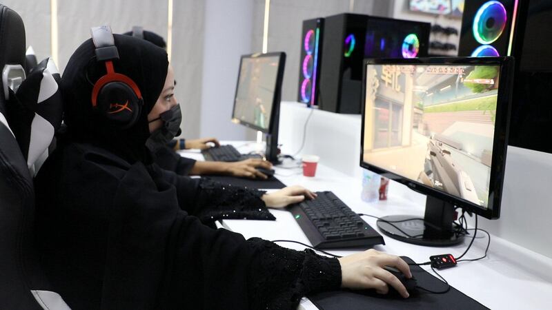 Screenshots for a video she's done about an all-girls gaming lounge in Abu Dhabi. Photo: Wajod Alkhamis / The National 