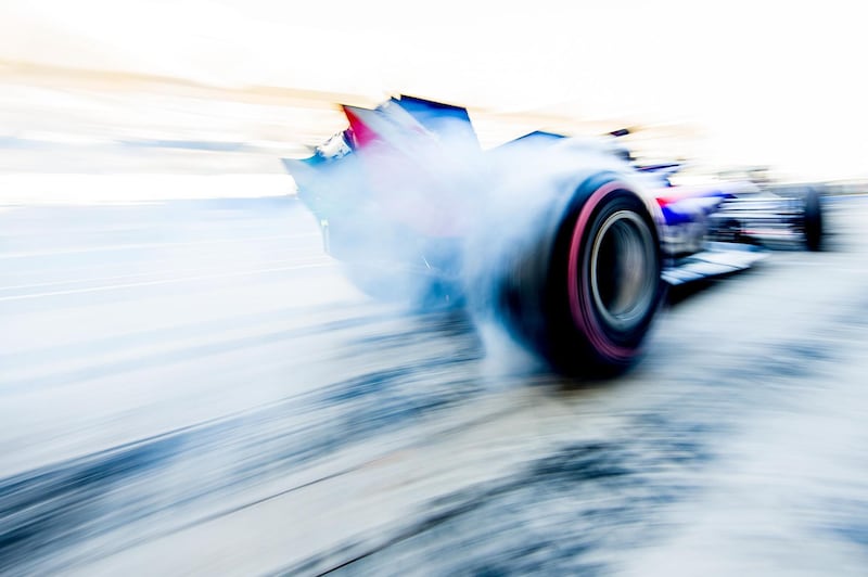 Pierre Gasly of Scuderia Toro Rosso races out of the pits. Getty