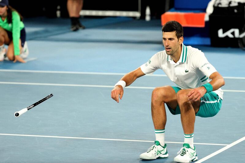 Novak Djokovic after clinching match point against Daniil Medvedev. AFP