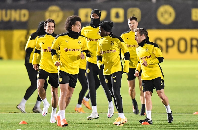 Dortmund players during training. AP