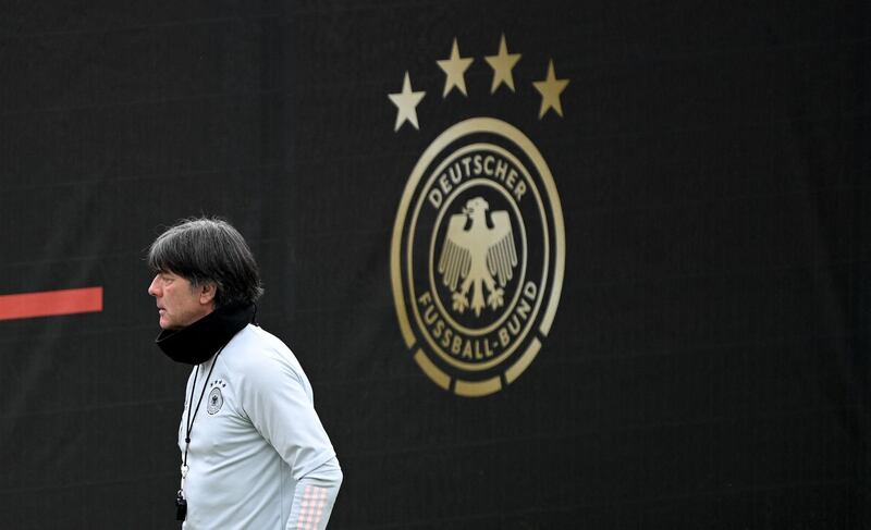 Germany's coach Joachim Low oversees a training session before his final tournament as coach. AFP