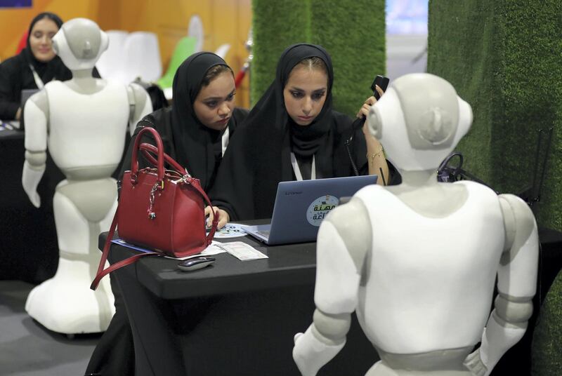 Dubai, United Arab Emirates - April 25th, 2018: The second day of the Emiratisation forum, where Emirati university students will explore job opportunities in the private sector. Wednesday, April 25th, 2018 at the World trade centre, Dubai. Chris Whiteoak / The National