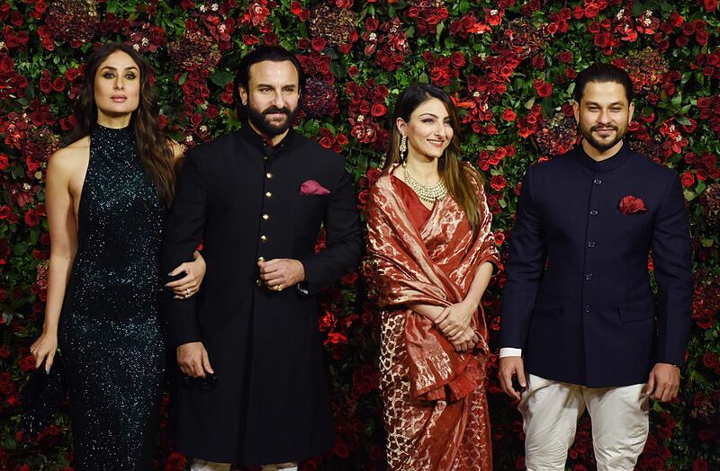 Kareena Kapoor Khan, Saif Ali Khan, Soha Ali Khan and Kunal Khemu . AFP