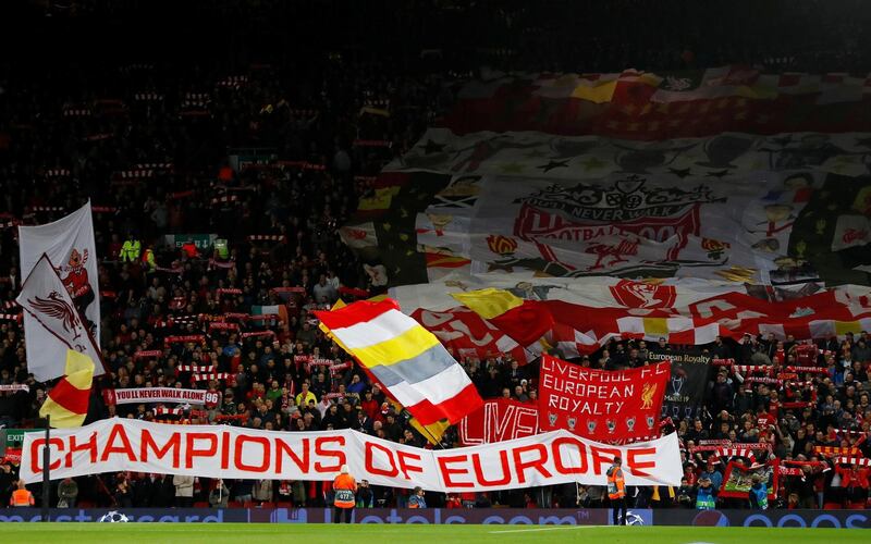 Liverpool fans display banners. Action Images via Reuters