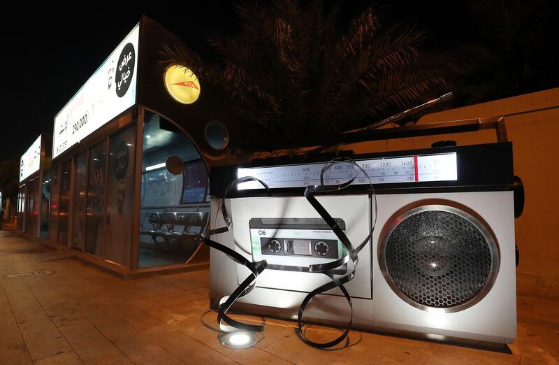 DUBAI, UNITED ARAB EMIRATES , December 24 – 2020 :- Art works installed next to the bus stops on Jumeirah beach road in Dubai. Total eight art works created by international artist installed near the bus stops. ( Pawan Singh / The National ) For Standalone/Online/Instagram/Big Picture