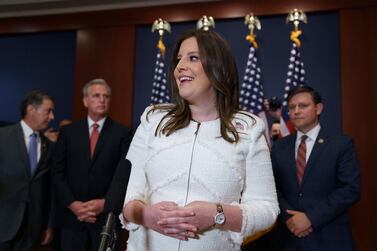 Elise Stefanik of New York will be the new chair for the House Republican Conference, replacing Liz Cheney of Wyoming. AP