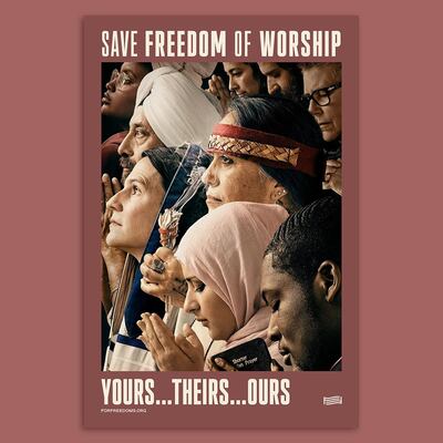 Here are For Freedom's posters that are a take on Norman Rockwell's Four Freedoms series from 1943 - this is an updated version of Rockwell's Freedom of Worship piece (which showed a less diverse group of people).