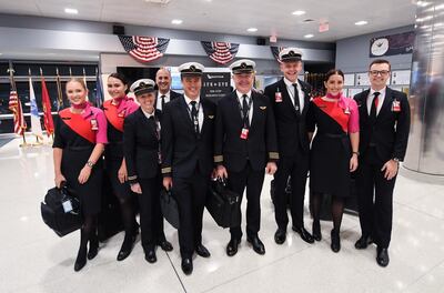 Some of the crew serving Qantas' first Project Sunrise research flight. Courtesy Qantas 