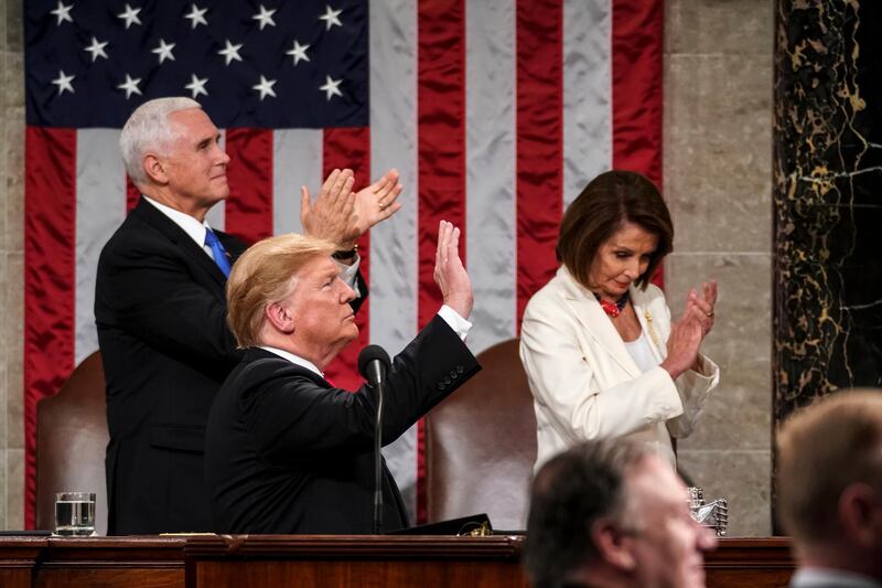 Donald Trump delivers the State of the Union address. EPA