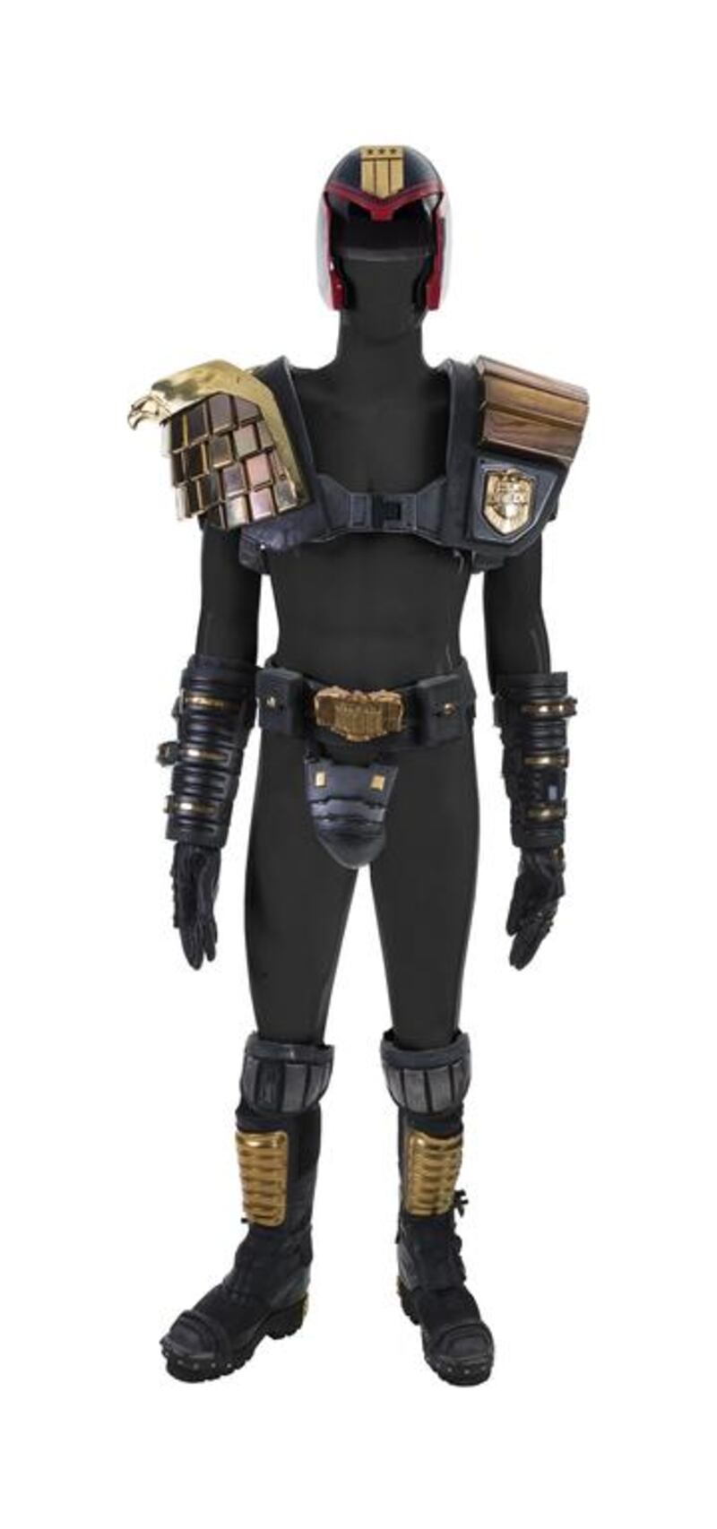 A costume Stallone wore in the 1995 film 'Judge Dredd' is another collectable on offer. Heritage Auctions via AP