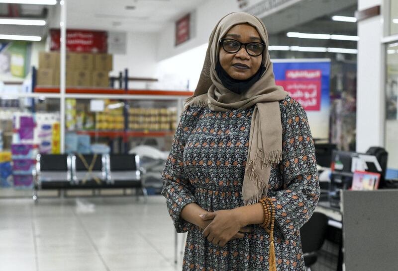 Residents and Heat in Sweihan-AD  Hawa Al Hadi, 32, originally from Sudan, owner of Sweihan Travel & Tourism, lives in Sweihan for the past 13 years on June 9, 2021.
Reporter: Haneen Dajani News
