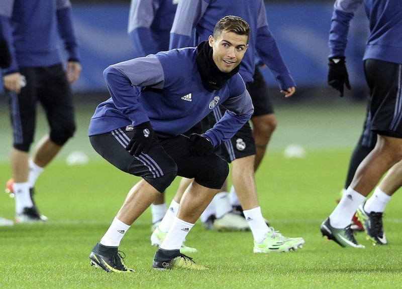 Real Madrid's Cristiano Ronaldo is shown during a training session in Yokohama, Japan, on December 14, 2016 before Thursday's Club World Cup tie with Mexico's Club America. Shizuo Kambayashi / AP