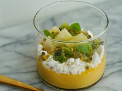 The mango cream for the Kokomo Eton mess can be prepped up to two days in advance. Nicole Barua