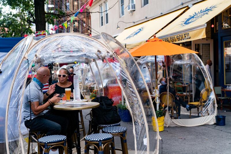 The plastic tents have become popular with guests as the weather gets colder and wetter in the fall. Reuters