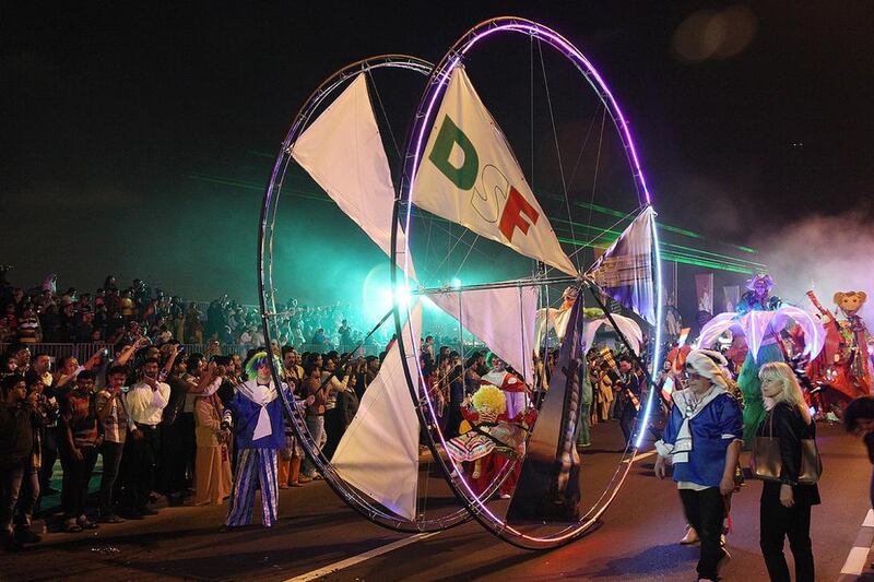 The parade held on Al Seef Street for the start of the Dubai Shoppping Festival. Courtesy Dubai Shopping Festival 