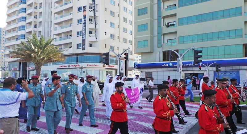 Officials march in support of cancer patients for the Pink October campaign, Breast Cancer Awareness Month. Soon Abu Dhabi Media will hold a walk. Wam